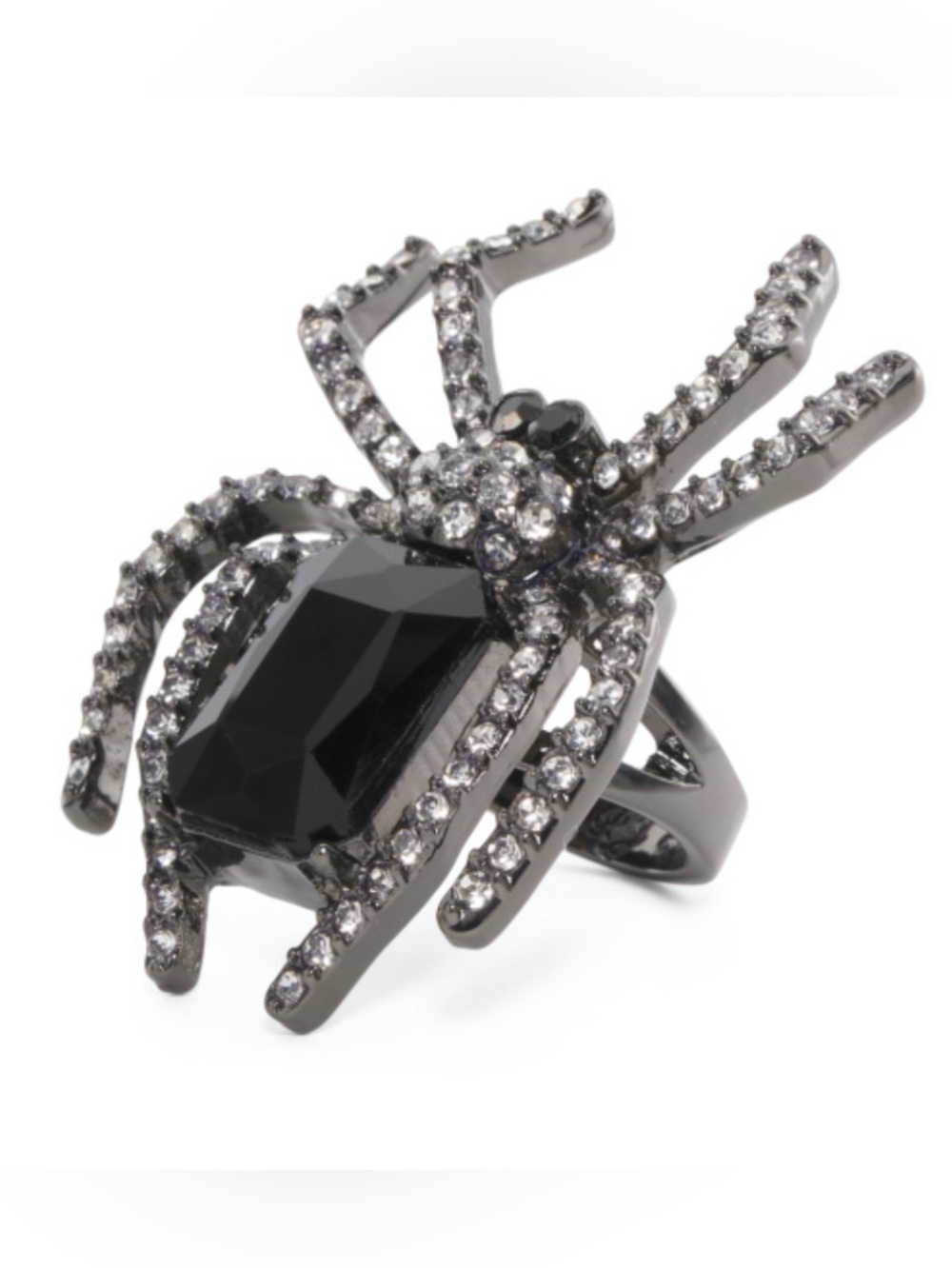 BETSEY JOHNSON Halloween Rich Witch Spider Sim Black Onyx Gem Stretch Ring NWT